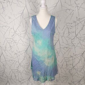 Charlie B Tie Dye Cotton Modal Gauze V-Neck Layered Hem Dress